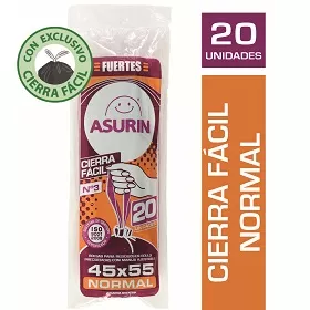 ASURIN BOLSA RESIDUOS 45X55X20U.C/CIERRA FACILROLLOX2