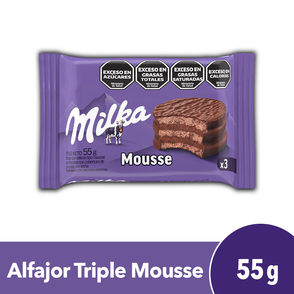 MILKA MOUSSE X 3 ALFAJOR