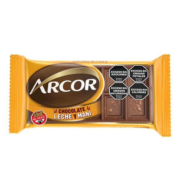 ARCOR CHOC.X25G LECHE Y MANI