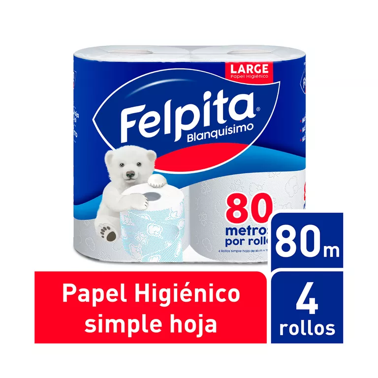 FELPITA PAPEL HIG.4 X 80M.BLANQUISIMO