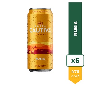 SALTA CAUTIVA CERVEZA RUBIA LATA 6X473